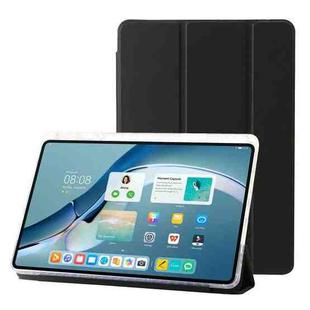 For Huawei Matepad 11 Pro 2024 Clear Acrylic 3-Fold Leather Tablet Case(Black)