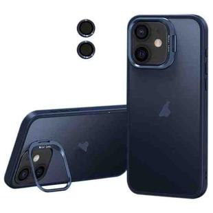 For iPhone 11 Lens Holder Frosted Phone Case(Blue)