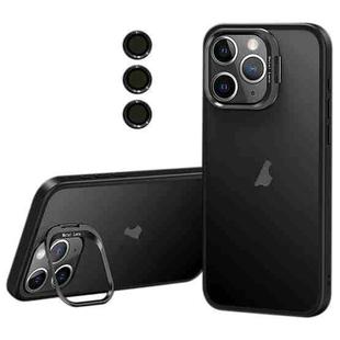 For iPhone 11 Pro Lens Holder Frosted Phone Case(Black)