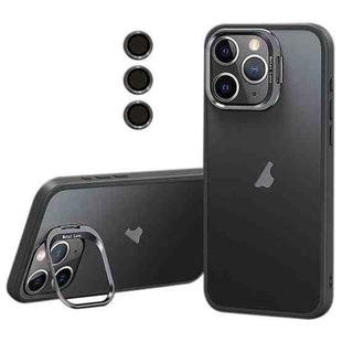 For iPhone 11 Pro Max Lens Holder Frosted Phone Case(Grey)