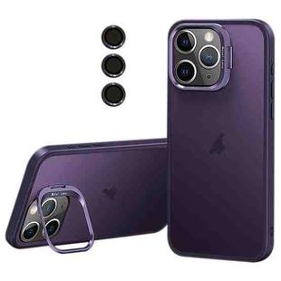 For iPhone 11 Pro Max Lens Holder Frosted Phone Case(Purple)