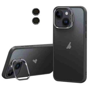 For iPhone 15 Lens Holder Frosted Phone Case(Grey)