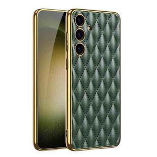 For Samsung Galaxy S24+ 5G GKK Rhombus Pattern Electroplating Plain PU Phone Case(Green)