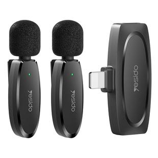 YESIDO KR14 Dual Transmitter Low-latency Wireless Lavalier Microphone with 8 Pin Receiver(Black)