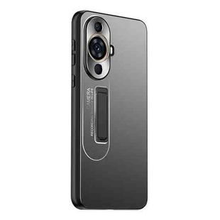 For Huawei nova 11 Pro Frosted Metal Hybrid TPU Holder Phone Case(Black)