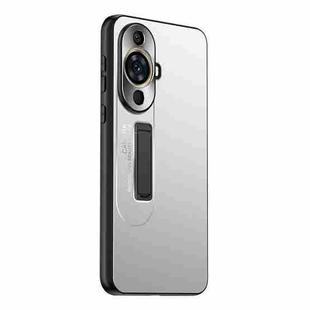 For Huawei nova 11 Pro Frosted Metal Hybrid TPU Holder Phone Case(Silver)