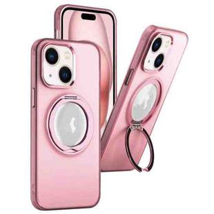 For iPhone 15 MagSafe 360 Rotate Ring Holder PC Phone Case(Pink)
