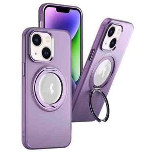 For iPhone 14 Plus MagSafe 360 Rotate Ring Holder PC Phone Case(Purple)