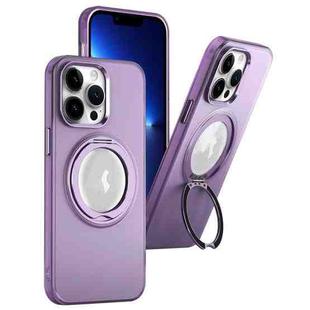 For iPhone 13 Pro MagSafe 360 Rotate Ring Holder PC Phone Case(Purple)