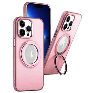 For iPhone 13 Pro MagSafe 360 Rotate Ring Holder PC Phone Case(Pink)