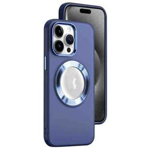 For iPhone 15 Pro MagSafe Skin-feel CD Texture PC Phone Case(Dark Blue)