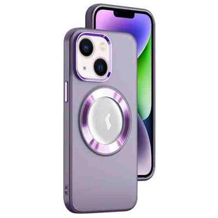 For iPhone 14 Plus MagSafe Skin-feel CD Texture PC Phone Case(Purple)