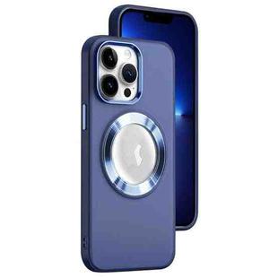 For iPhone 13 Pro MagSafe Skin-feel CD Texture PC Phone Case(Dark Blue)