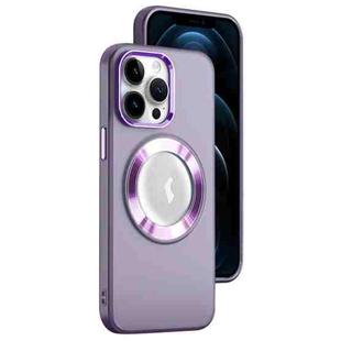For iPhone 12 Pro Max MagSafe Skin-feel CD Texture PC Phone Case(Purple)