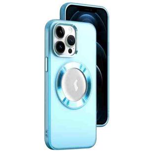For iPhone 12 Pro Max MagSafe Skin-feel CD Texture PC Phone Case(Sierra Blue)
