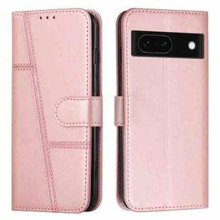 For Google Pixel 8a Stitching Calf Texture Buckle Leather Phone Case(Pink)