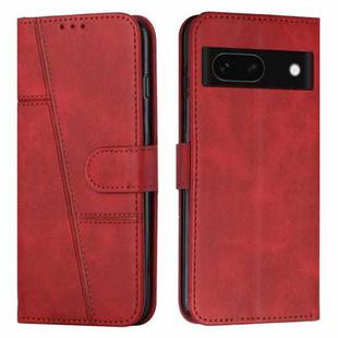 For Google Pixel 8a Stitching Calf Texture Buckle Leather Phone Case(Red)