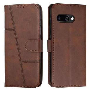 For Google Pixel 9a Stitching Calf Texture Buckle Leather Phone Case(Brown)