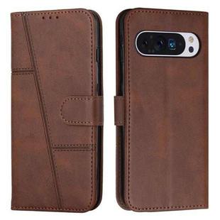 For Google Pixel 10 Pro XL Stitching Calf Texture Buckle Leather Phone Case(Brown)