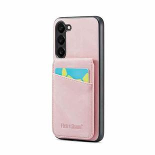 For Samsung Galaxy S24+ 5G Fierre Shann Crazy Horse Card Holder Back Cover PU Phone Case(Pink)