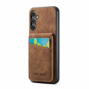 For Samsung Galaxy A14 5G Fierre Shann Crazy Horse Card Holder Back Cover PU Phone Case(Brown)