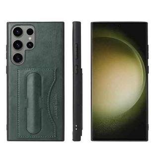 For Samsung Galaxy S24 Ultra 5G Fierre Shann Full Coverage Protective Leather Phone Case(Green)