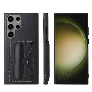 For Samsung Galaxy S24 Ultra 5G Fierre Shann Full Coverage Protective Leather Phone Case(Black)