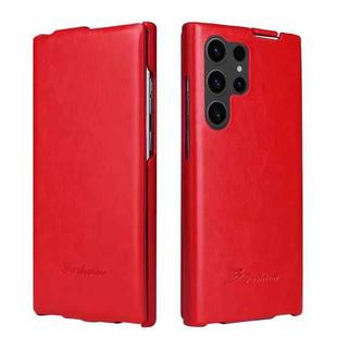 For Samsung Galaxy S24 Ultra 5G Fierre Shann 64 Texture Vertical Flip PU Leather Phone Case(Red)