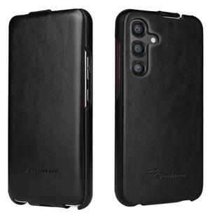 For Samsung Galaxy S25+ 5G Fierre Shann 64 Texture Vertical Flip PU Leather Phone Case(Black)