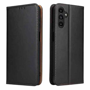 For Samsung Galaxy A35 5G Fierre Shann PU Genuine Leather Texture Phone Case(Black)