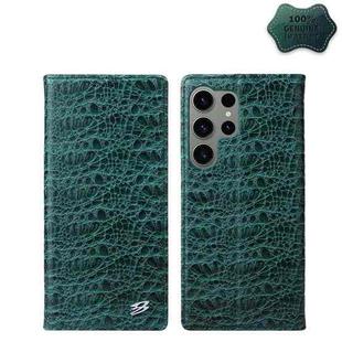 For Samsung Galaxy S24 Ultra 5G Fierre Shann Crocodile Texture Magnetic Genuine Leather Phone Case(Green)