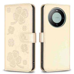For Huawei Mate 60 Four-leaf Embossed Leather Phone Case(Gold)