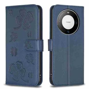 For Huawei Mate 60 Pro / 60 Pro+ Four-leaf Embossed Leather Phone Case(Blue)