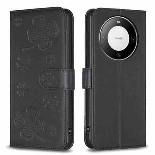 For Huawei Mate 60 Pro / 60 Pro+ Four-leaf Embossed Leather Phone Case(Black)