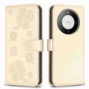 For Huawei Mate 60 Pro / 60 Pro+ Four-leaf Embossed Leather Phone Case(Gold)