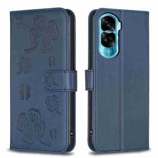 For Honor 90 Lite / X50i Four-leaf Embossed Leather Phone Case(Blue)
