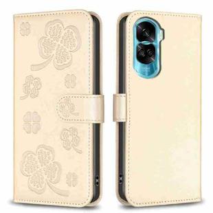 For Honor 90 Lite / X50i Four-leaf Embossed Leather Phone Case(Gold)
