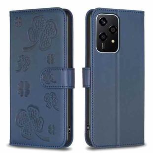 For Honor 200 Lite Global Four-leaf Embossed Leather Phone Case(Blue)