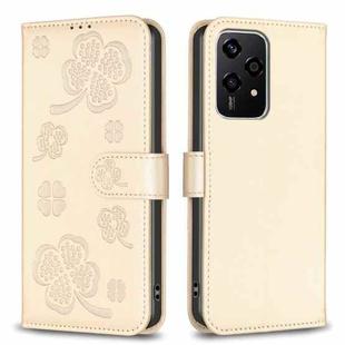 For Honor 200 Lite Four-leaf Embossed Leather Phone Case(Gold)