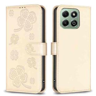 For Honor X6b Four-leaf Embossed Leather Phone Case(Gold)