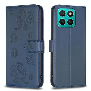 For Honor X8c 4G Four-leaf Embossed Leather Phone Case(Blue)