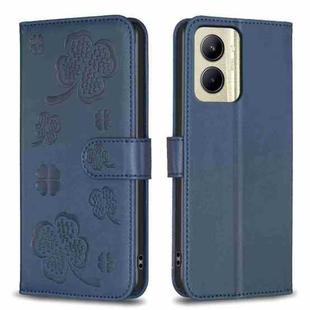 For Realme C33 Four-leaf Embossed Leather Phone Case(Blue)