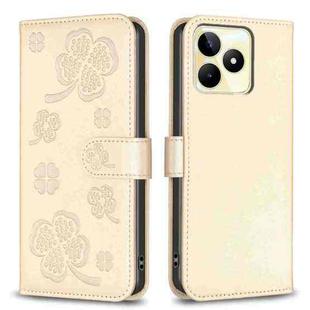 For Realme C53 Four-leaf Embossed Leather Phone Case(Gold)