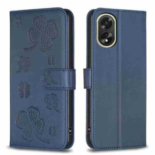 For OPPO A38 / A18 4G Four-leaf Embossed Leather Phone Case(Blue)