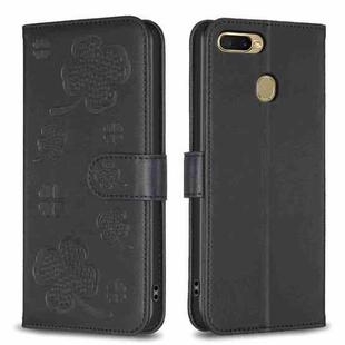 For OPPO A92 / A72 / A52 Four-leaf Embossed Leather Phone Case(Black)