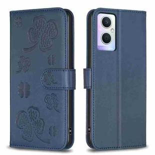 For OPPO A96 5G / Reno7 Z Four-leaf Embossed Leather Phone Case(Blue)