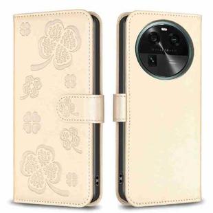 For OPPO Find X6 Four-leaf Embossed Leather Phone Case(Gold)
