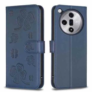 For OPPO Find X7 Four-leaf Embossed Leather Phone Case(Blue)