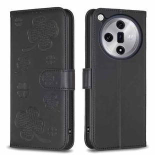 For OPPO Find X7 Four-leaf Embossed Leather Phone Case(Black)