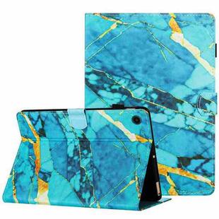 For Huawei MatePad T 10s / T 10 Marble Pattern Stitching Leather Tablet Case(Gold Blue)